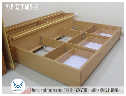 Kết cấu giường tầng dưới và tủ kho để đồ dưới gầm giường tầng thấp đa năng 1m6 MSP: G2TT-MIN.29T