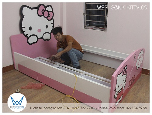 Kết cấu khung giường ngăn kéo Hello Kitty G3NK-KITTY.09
