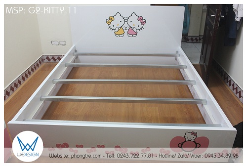 Kết cấu khung giường ngủ Hello Kitty G2-KITTY.11 sử dụng thang kẽm hộp 40x40mm