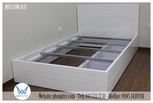 Giường 3 ngăn kéo G3NK-K.01 sử dụng thang giường làm bằng thanh kẽm hộp vuông 4cm, dày 1.1 ly