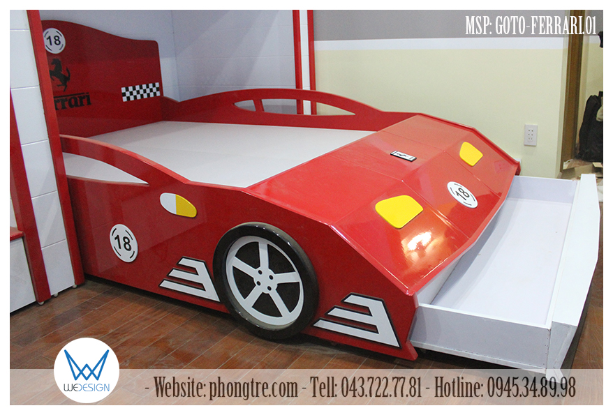 Giường ô tô Ferrari Enzo có ngăn kéo để đồ chơi