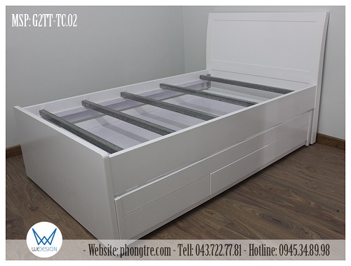 Giường tầng trên sử dụng thang giường làm bằng thanh kẽm hộp 4x4, dày 1.1 ly, số lượng 5 cây